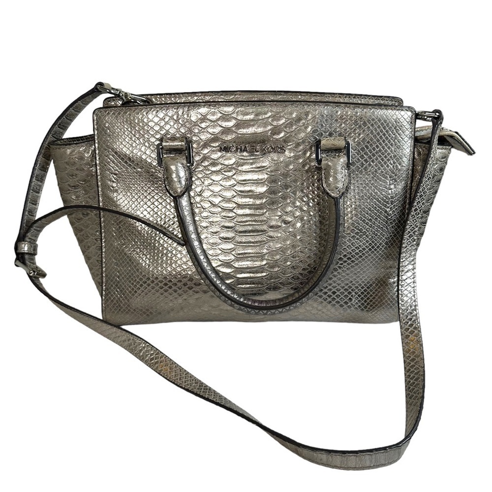 Michael Michael Kors Metallic Silver Python Embos… - image 1
